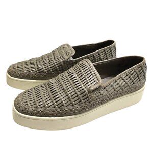 Vince Stafford Slip-On Leather Flatform Sneakers In Gray Sz 8M